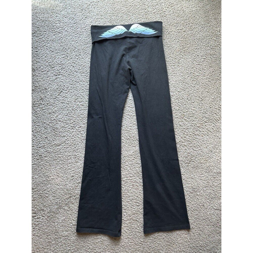 Victoria’s Secret Ombré Pink Blue Green Angel Wings Fold Over Black Legging